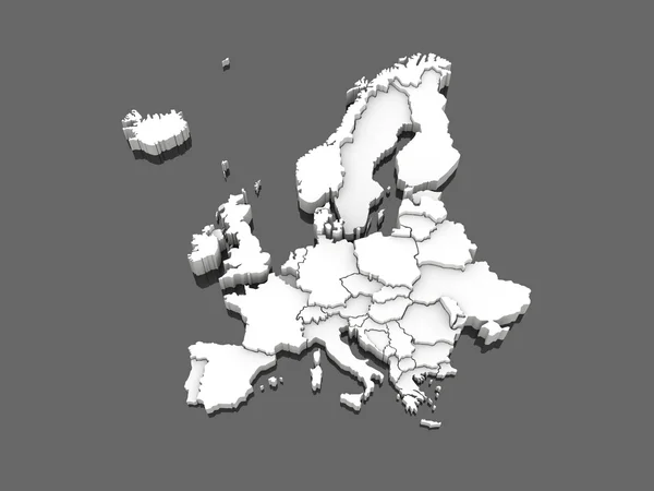 Three-dimensional map of Europe — Stock Photo, Image