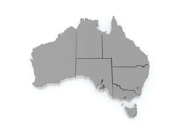 Trojrozměrná mapa Austrálie. — Stock fotografie