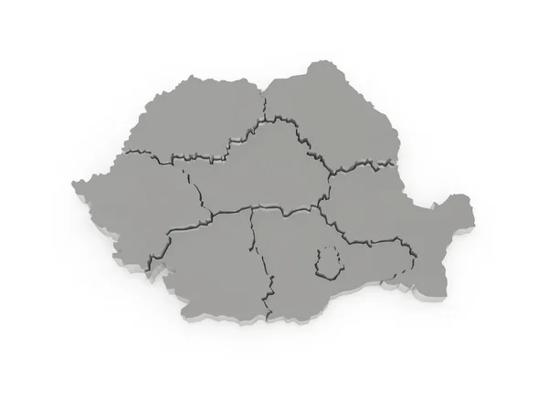 Three-dimensional map of Romania. — Stock Photo, Image