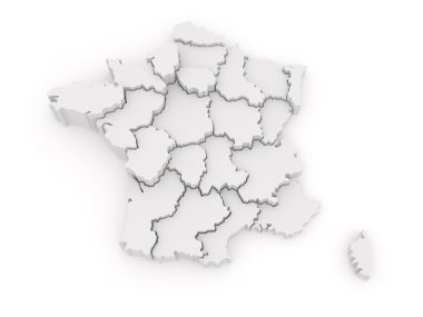 Fransa'nın üç boyutlu harita.