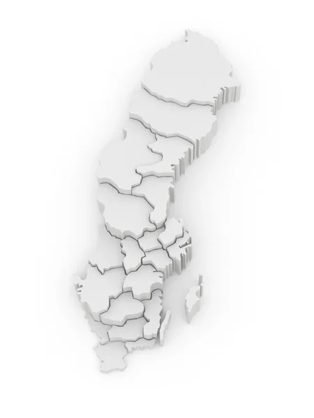 Trojrozměrná mapa Švédska. — Stock fotografie