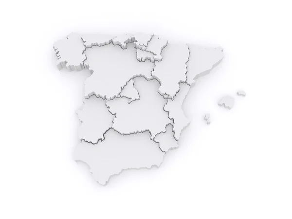 Three-dimensional map of Spain. — Stock Photo, Image
