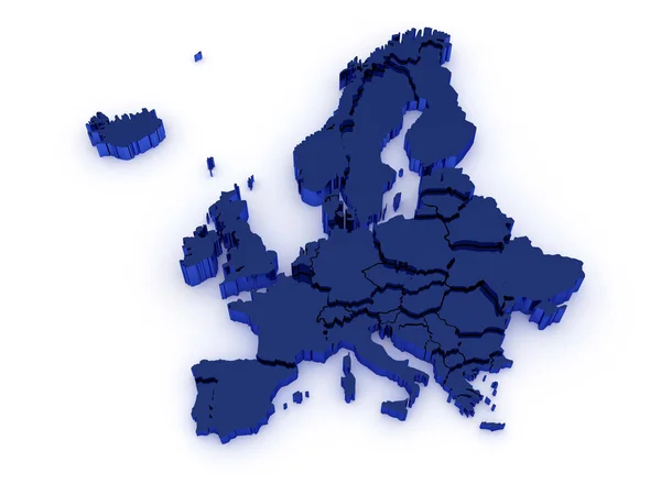 Tredimensionell karta över Europa. — Stockfoto