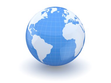 Küre. Dünya ve Dünya Haritası. 3D