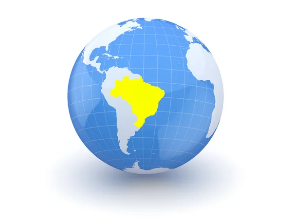 Globe. 3D. Brazilië. — Stockfoto