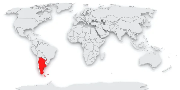 张世界地图。阿根廷. — 图库照片