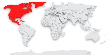 Dünya Haritası. Kuzey Amerika.