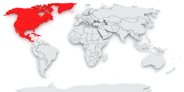 Kaart van de wereld. Noord-Amerika. — Stockfoto