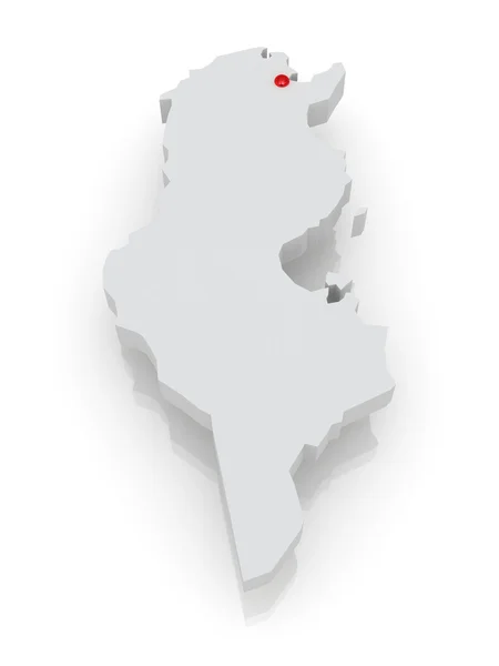 Карта Туниса — стоковое фото