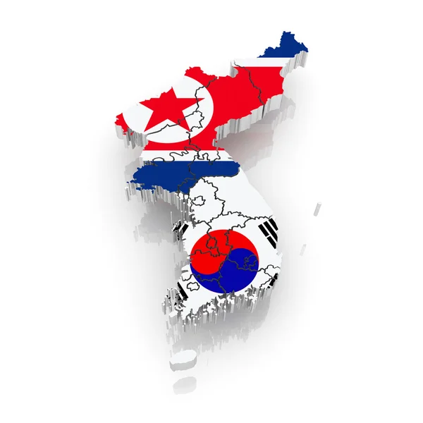 Kaart van Zuid- en Noord-korea. — Stockfoto