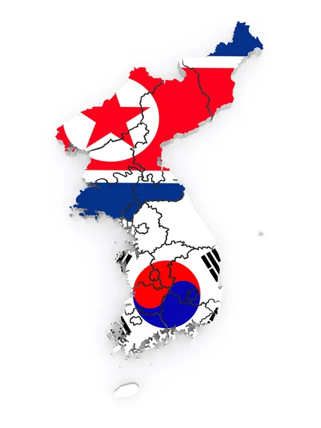 Mappa della Corea del Sud e del Nord . — Foto Stock