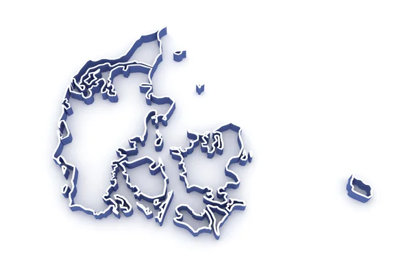 Three-dimensional map of Denmark. — Stock Photo, Image