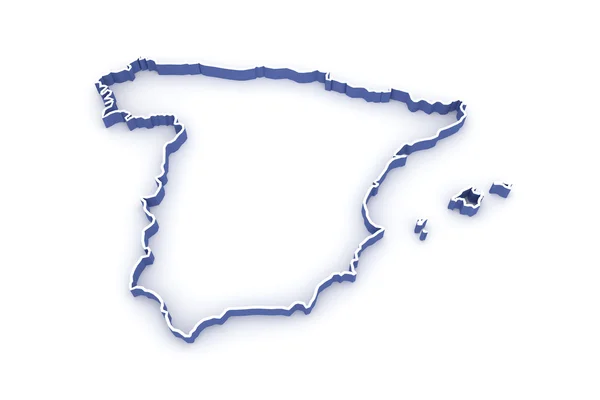 Trojrozměrná mapa Španělska. — Stock fotografie