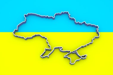 Ukrayna'nın üç boyutlu harita.