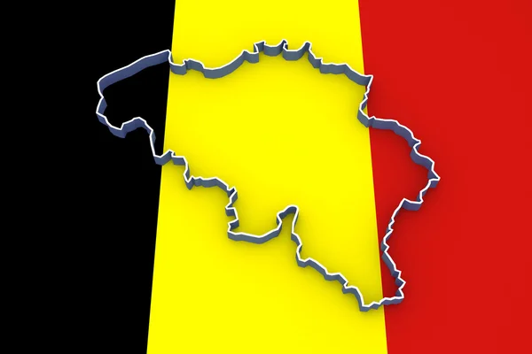 Dreidimensionale Karte von Belgien. — Stockfoto