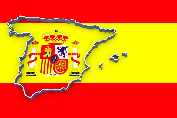 Trójwymiarowa mapa Hiszpanii. — Zdjęcie stockowe