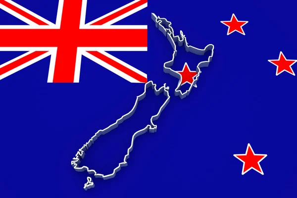 Tredimensionell karta över nya Zeeland — Stockfoto