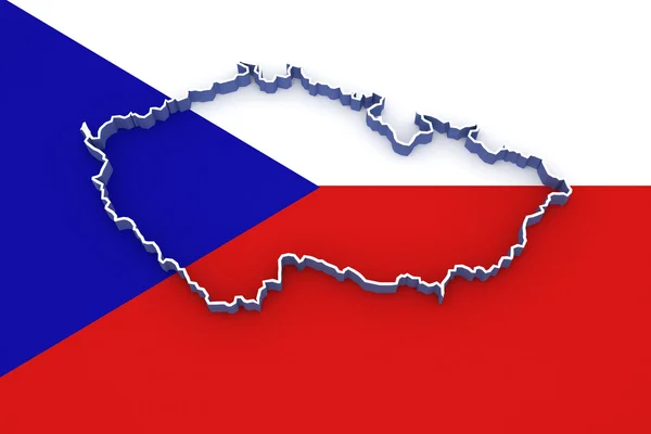 Dreidimensionale Karte der Tschechischen Republik. — Stockfoto