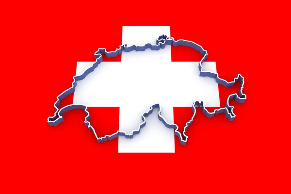 Three-dimensional map of Switzerland. — Stock Photo, Image