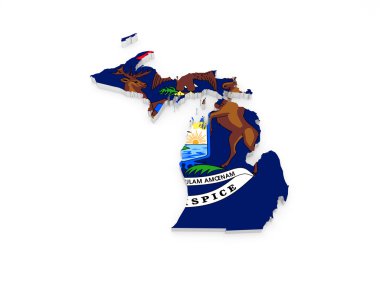 üç boyutlu harita Michigan. ABD.