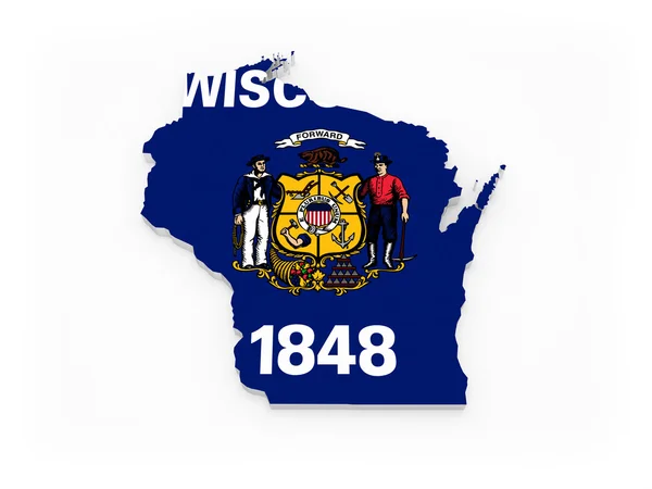 Dreidimensionale Landkarte von Wisconsin. USA. — Stockfoto