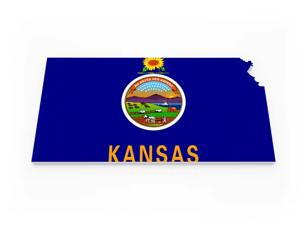 Kansas'ın üç boyutlu harita. ABD. — Stok fotoğraf