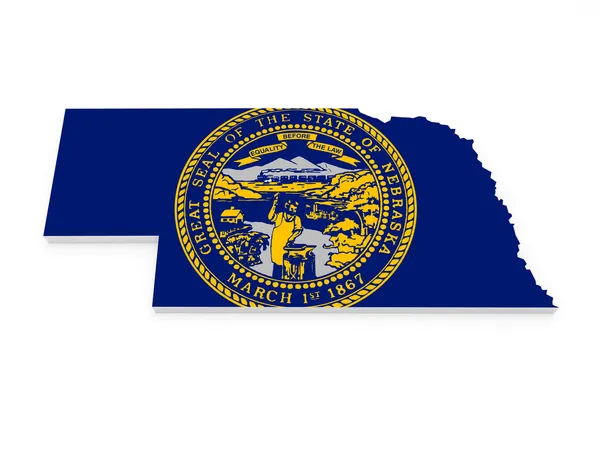 Nebraska üç boyutlu Haritası. ABD. — Stok fotoğraf