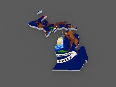 üç boyutlu harita Michigan. ABD.