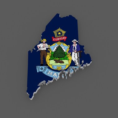 üç boyutlu harita Maine. ABD.