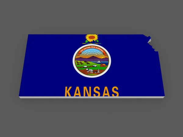 Mapa tridimensional de Kansas. Estados Unidos . —  Fotos de Stock