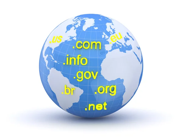 Globe and internet domain. Earth and world map. 3d — Stock Photo, Image