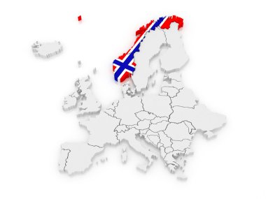 Avrupa ve Norveç Haritasıヨーロッパ地図とノルウェー.
