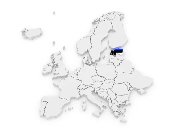 Karta över Europa och Estland. — Stockfoto