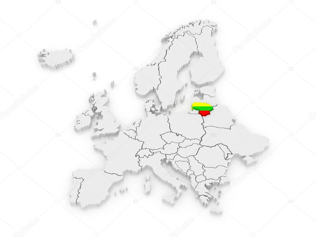 Map of Europe and Lithuania.