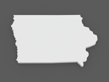 üç boyutlu harita Iowa. ABD.