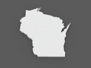 üç boyutlu harita Wisconsin. ABD.