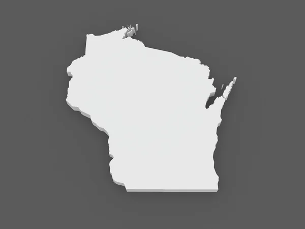 Dreidimensionale Landkarte von Wisconsin. USA. — Stockfoto