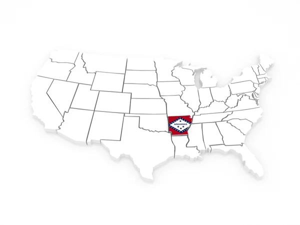 Dreidimensionale Karte von arkansas. USA. — Stockfoto