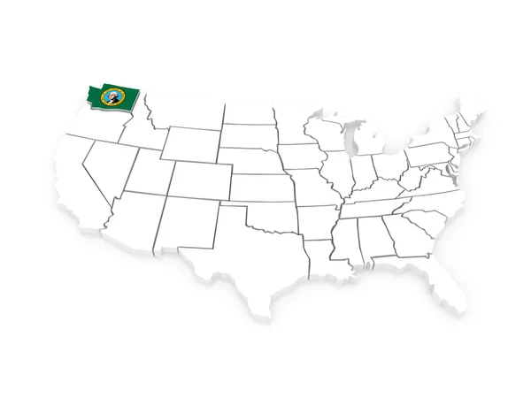 Three-dimensional map of Washington. USA. — Stock Photo, Image