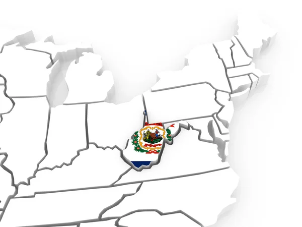Dreidimensionale Karte von Westvirginien. USA. — Stockfoto