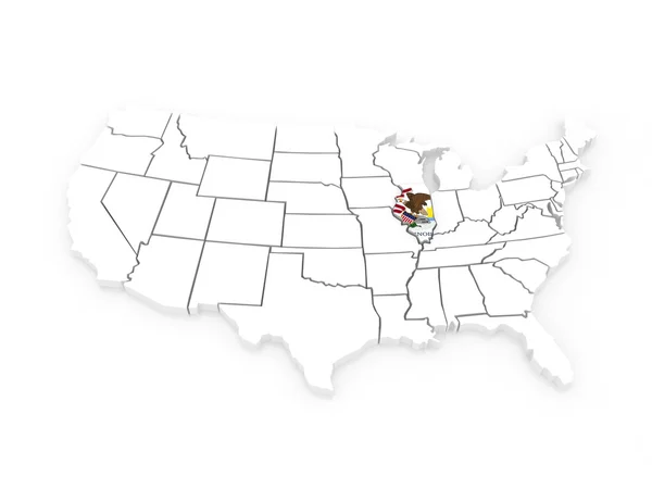 Mapa tridimensional de Illinois. Estados Unidos . —  Fotos de Stock