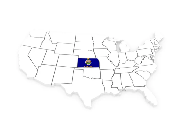 Mappa tridimensionale del Kansas. Stati Uniti . — Foto Stock