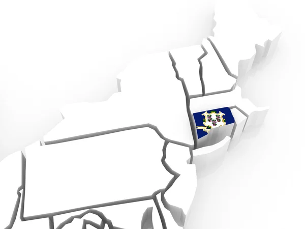 Three-dimensional map of Connecticut. USA. — Stock Photo, Image