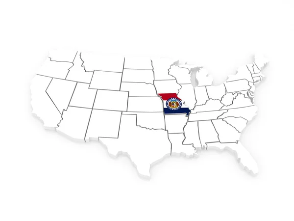 Mapa tridimensional do Missouri. Estados Unidos . — Fotografia de Stock