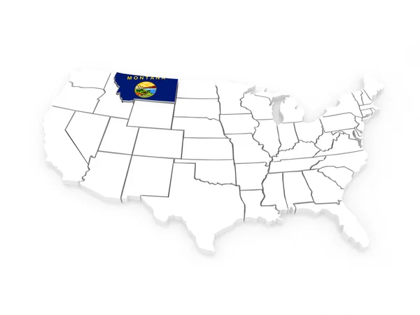 Mapa tridimensional de Montana. Estados Unidos . —  Fotos de Stock