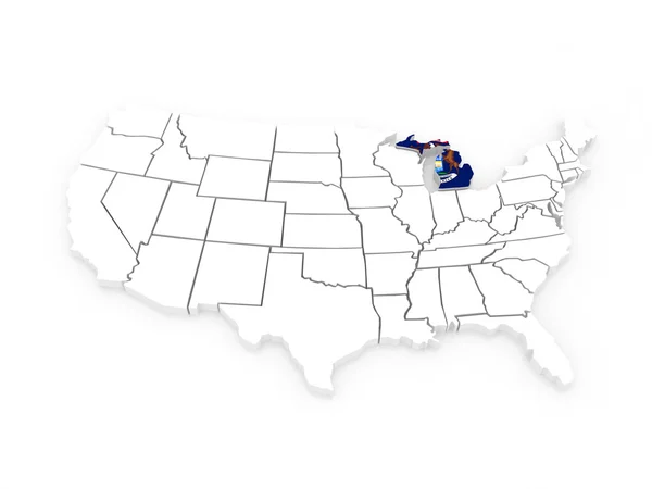 Mapa tridimensional de Michigan. Estados Unidos . —  Fotos de Stock