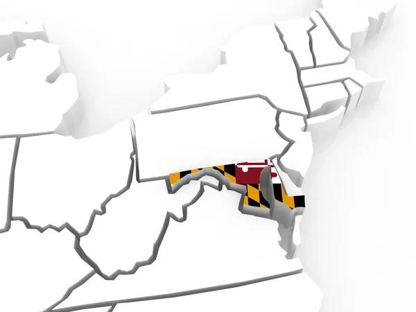 Mapa tridimensional de Maryland. Estados Unidos — Foto de Stock