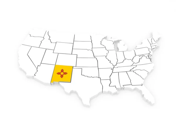 Mapa tridimensional do Novo México. Estados Unidos . — Fotografia de Stock