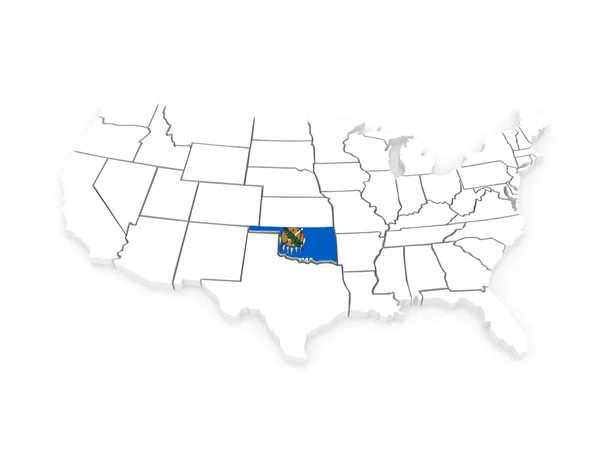 Three-dimensional map of Oklahoma. USA. — Stock Photo, Image