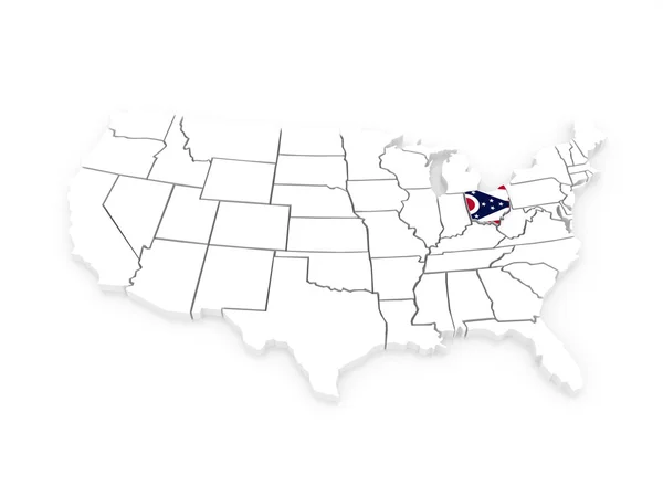 Dreidimensionale Karte von ohio. USA. — Stockfoto